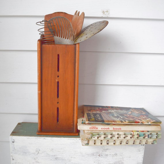 Vintage Wood Wall Organizer Pocket Matchstick