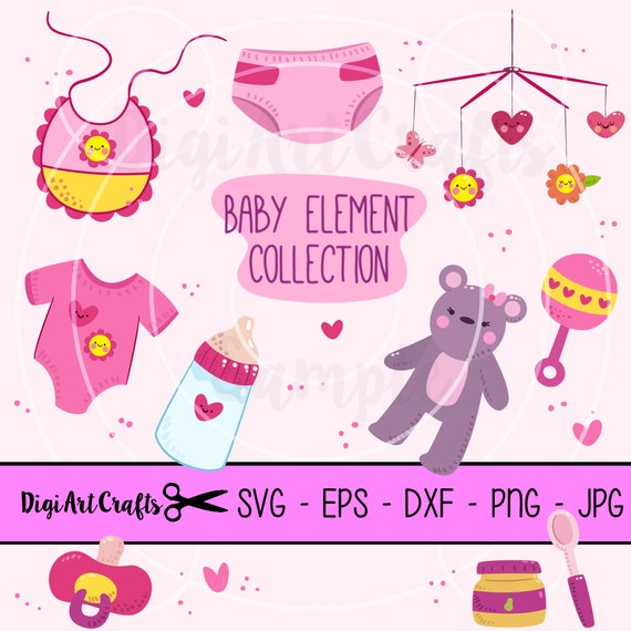 Download Baby Girl Svg Files New Baby Clip Art Pink Baby Shower Etsy