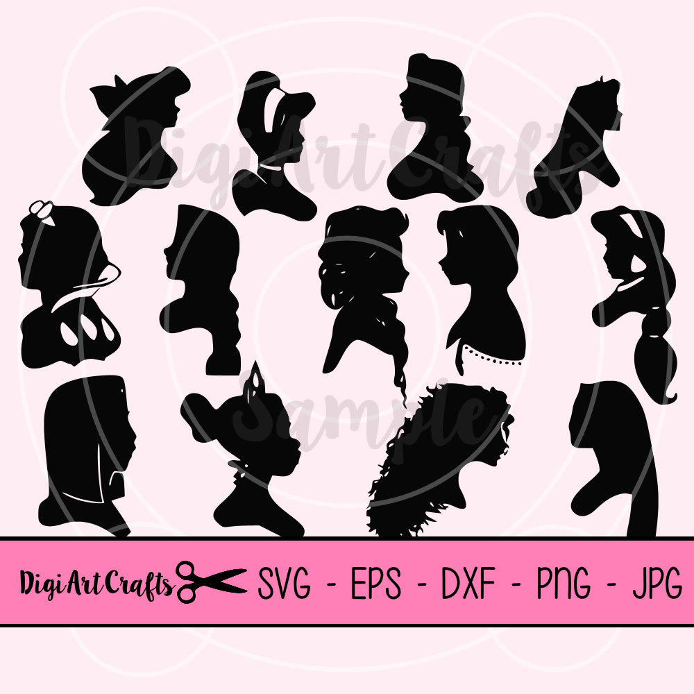Disney Princess Silhouettes SVG cutting Files / DYI Disney | Etsy
