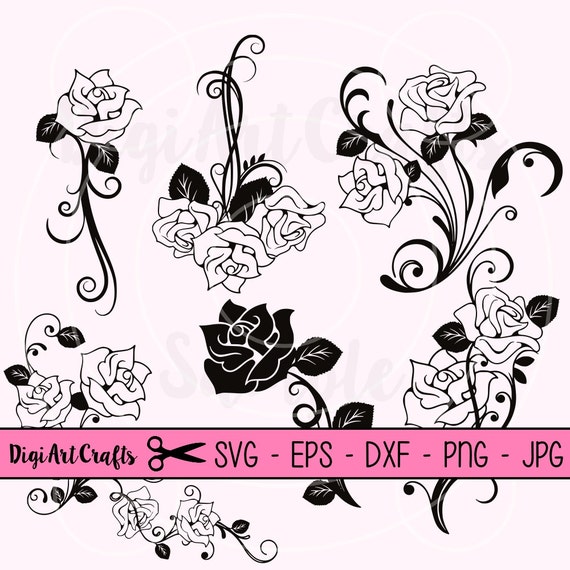 Schneiden Sie Dateien Rosen Clipart Set Blumen Clipart Etsy