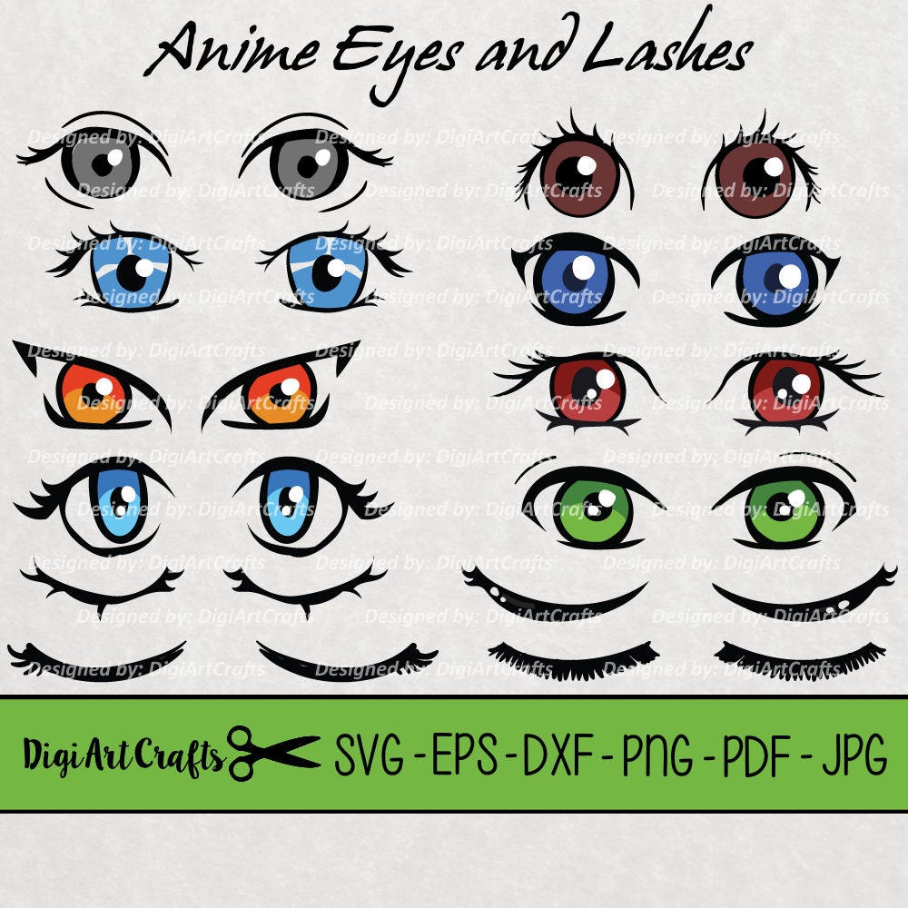 Download Anime Eyes Vectors Collection Japanese Cartoon Clip Art Set Etsy