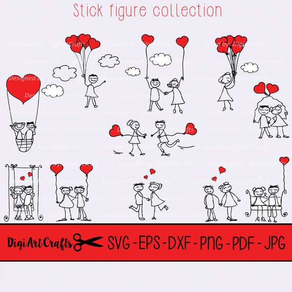 Stick Figure Couples Clipart Stick Figure Art Diy Project Etsy