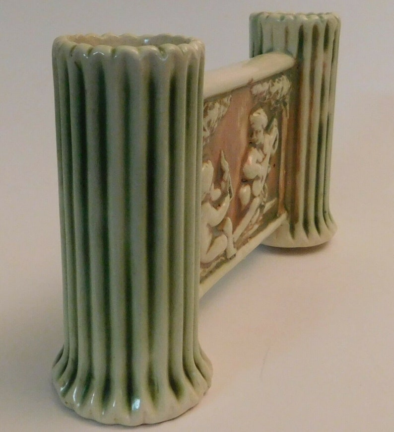 Roseville Pottery Donatello 1916 Double Bud Vase Candle Holder Etsy