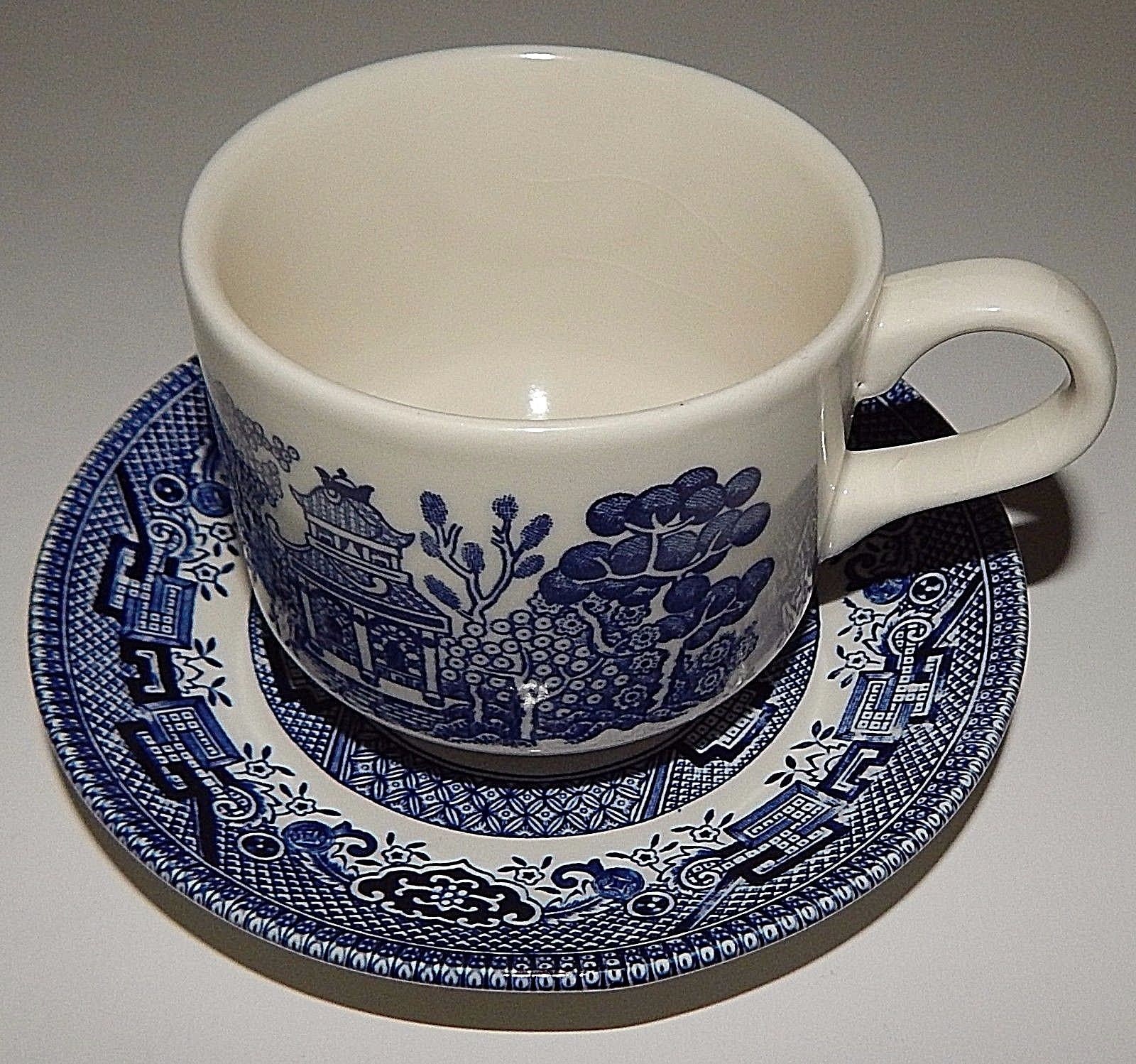 2 Blue Willow Cup and Saucer Churchill Made in England Tea Etsy