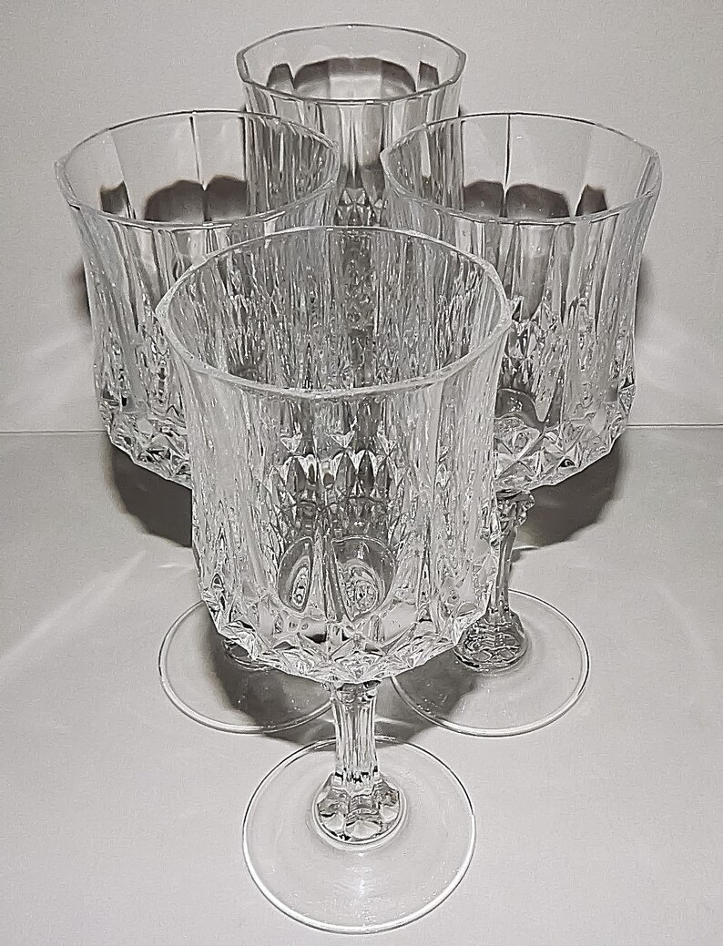 4 Longchamp Fine Crystal Glasses Cristal D'arques Stemware Etsy
