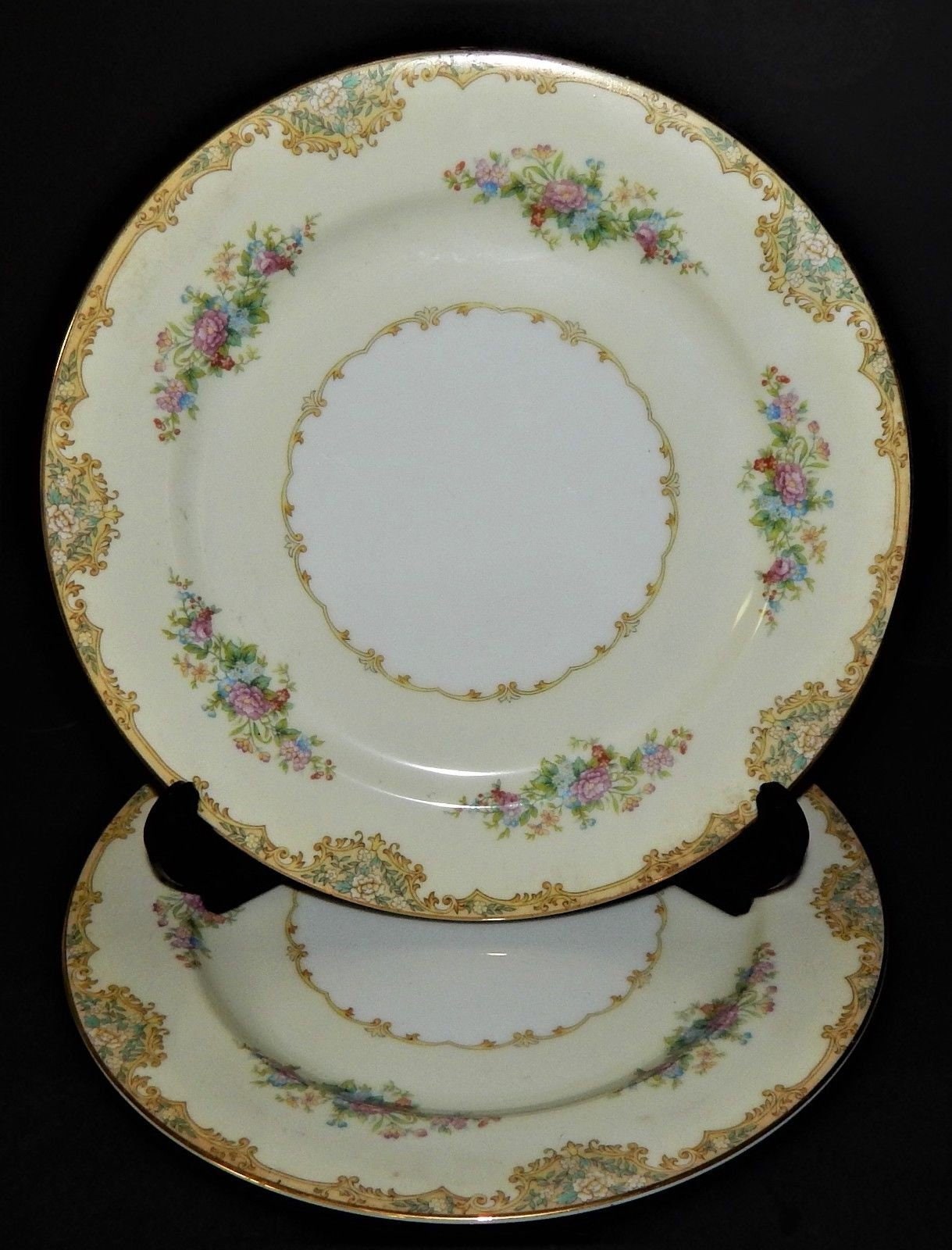 2 Noritake Alvin 95649 China Dinner Plates Japan 1933 Yellow Floral