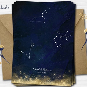 Constellation Written in the Stars Wedding Invitation in Navy & Gold Digital File or Printed Cards Shipped w/White Envelopes Kraft Extra image 2