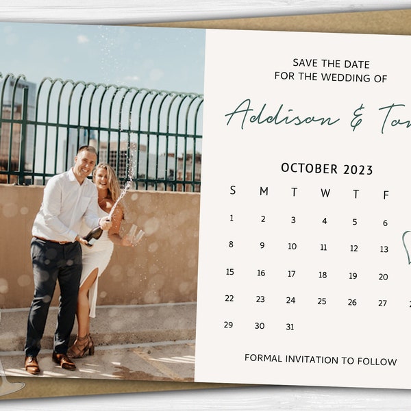 Calendar Save-the-Date Card - Customized JPEG File - Printed Cards Shipped with White Envelopes Optional