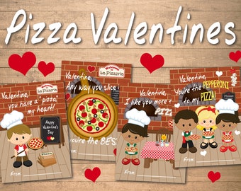 Pizza Lovers Valentine Set - Printable - Instant Download - 2.5 in. x 3.5 in.