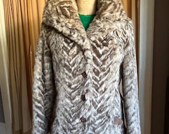 Vintage 70's SEARS the Fashion Place Womens Faux Fur Coat Jacket