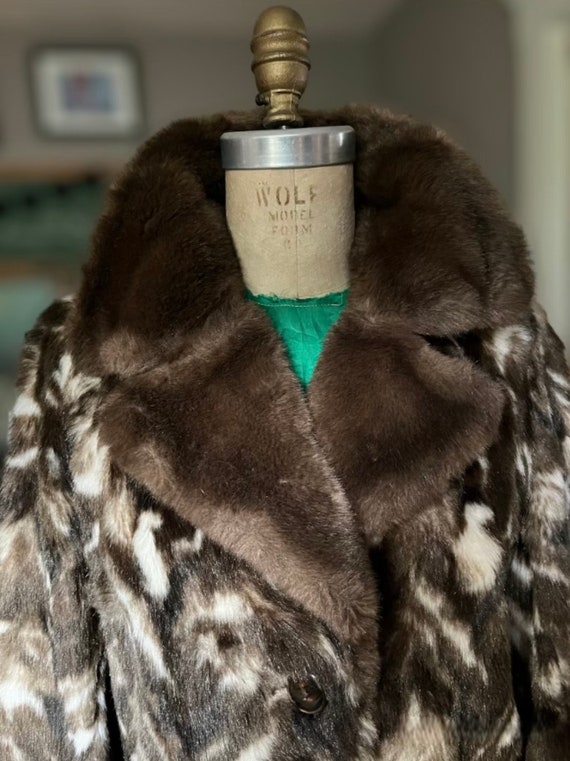 Vintage Wool Animal Print Faux Fur Coat 12 14 main image 0