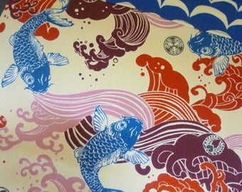 Handbag Tote with Japanese Koi fabric design