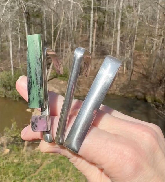 925 Sterling silver artisan Ruby and Zoisite trip… - image 1