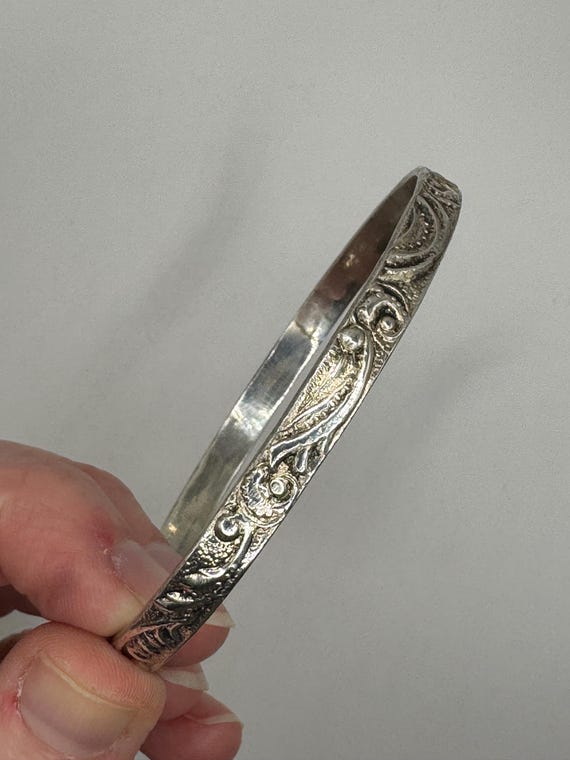 925 Sterling silver scroll pattern bangle bracele… - image 2
