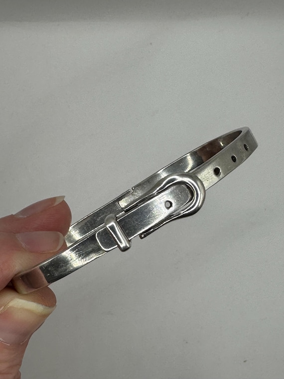 925 TAXCO Sterling silver buckle and hinged vintage bangle- adjustable polished 22.13g, 7”