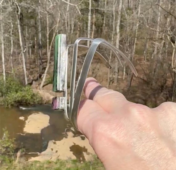 925 Sterling silver artisan Ruby and Zoisite trip… - image 4