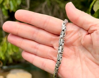 925 Sterling Silver Byzantine Bracelet 10mm 7.25 Inches - Etsy
