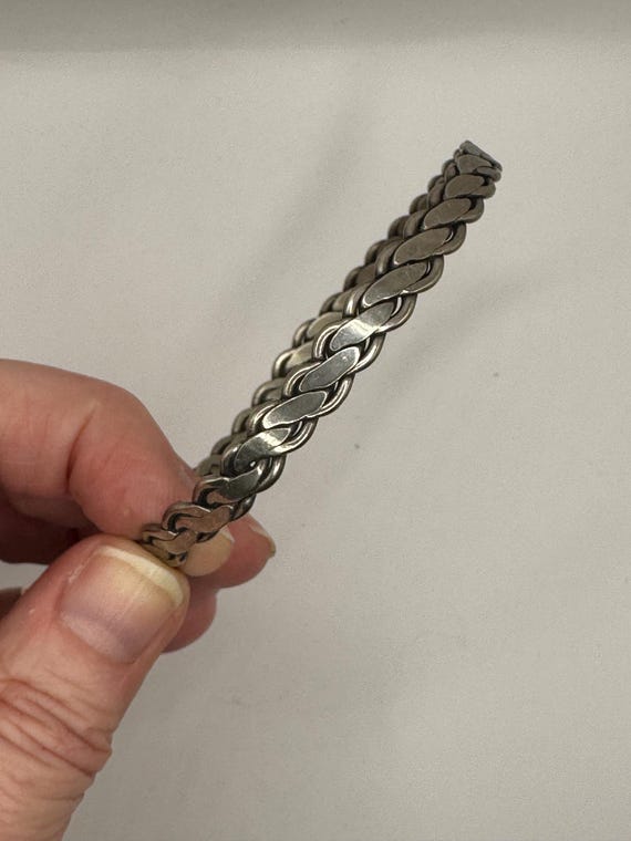 925 Sterling silver flat braided pattern vintage … - image 1