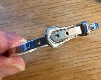 925 TAXCO Sterling silver buckle and hinged vintage bangle- adjustable polished 17.0g, 7”