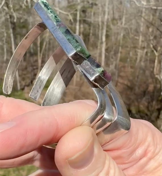 925 Sterling silver artisan Ruby and Zoisite trip… - image 2