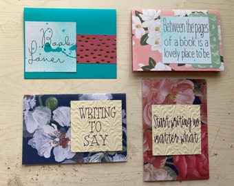 Set of 4 Folded Note Cards | Blank Inside | Assorted Writer and Reader Quotes | The MacKenzie