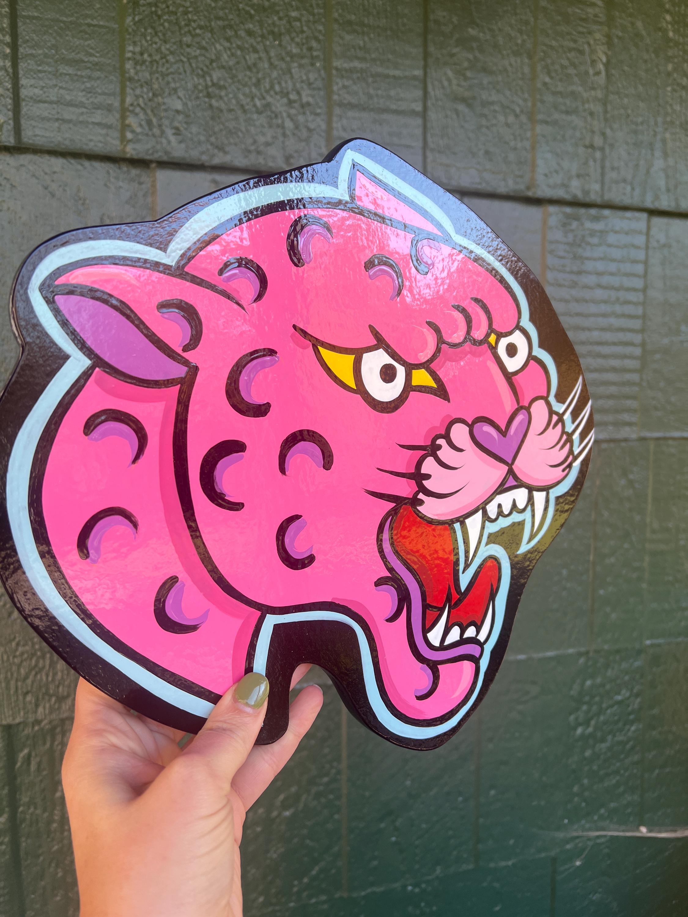 Tattoo Style Pink Cheetah Hand Painted Sign Tattoo Shop Decor - Etsy