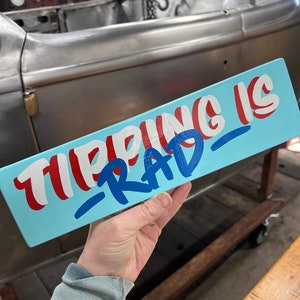 Tipping is Rad Hand Painted Sign Tattoo Shop Barber Salon