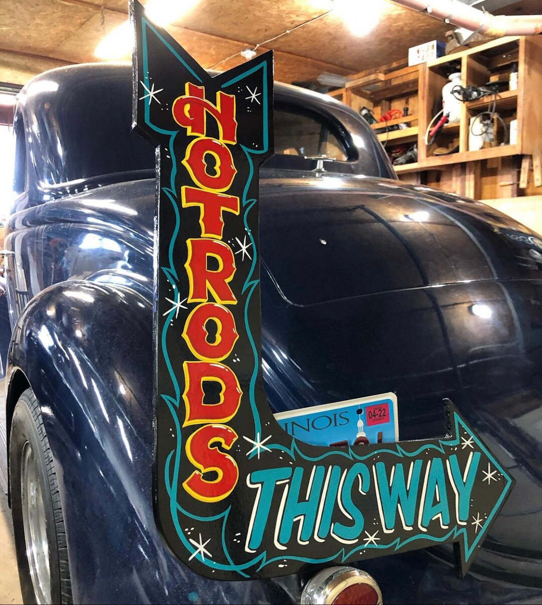 Hot Rods Hand Painted Lettered Sign Garage Art - Etsy