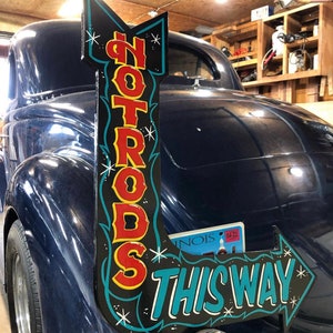 Hot Rods Hand Painted Lettered Sign Garage Art
