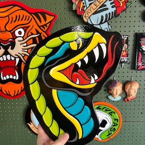Snake Tattoo Style Hand Painted Wall Art Sign