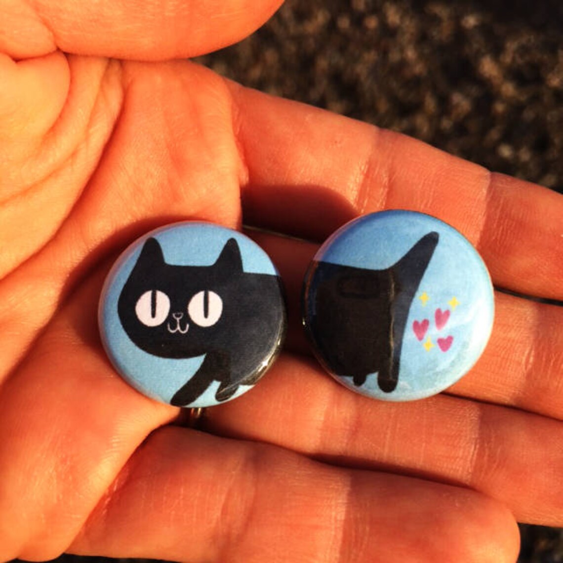 Black Cat Pins / Black Cat / Cat Buttons / Black Cat Buttons / Etsy