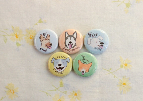 Dog Pins / Dog Buttons / Cute Dog Pins 