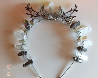 Crystal Moon Crown | Crystal Headpiece | Forest Witch Crown