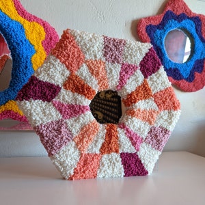 Tufted Rug Mirror | Self Affirmation Station | Self Love Punch Needle Mirror