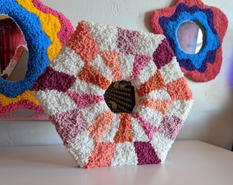 Tufted Rug Mirror | Self Affirmation Station | Self Love Punch Needle Mirror