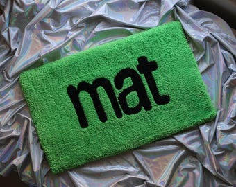 Green Mat | Tufted Neon Green Rug | Brat Door Mat