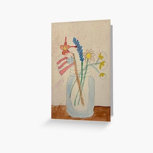 Cartão de felicitações em branco com flores silvestres