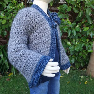Luciana Bolero Jacket Sweater Jersey - Girl&#39;s Crochet Pattern only.  Sizes 2-4, 5-7.  No knit, Easy and Fast Crochet.  Super snuggly.