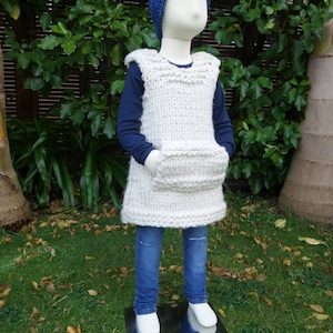 CROCHET &#39;Alaska Snugly&#39; Over-Dress/Top.  Double bulky, super soft, Fast Easy Knit.   Sizes 4-6 & 6-8 yrs.  Knit PATTERN Only.