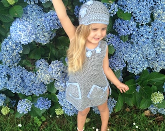 ADALYN DRESS Crochet Pattern. Girls Size 2-3 yrs, 4-7 yrs.  Cute Modern Funky Snugly Dress.  No knit easy crochet dress or top.
