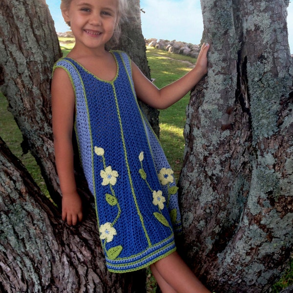 NEW Sizes 2-3, 4-7, 8-10 yrs. Girls 8 Paneled Dress CROCHET PATTERN. Child's Spring Summer Dress. No knit. Crochet Dress ... Top.