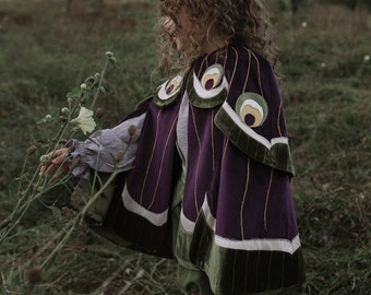 Costume de conte de fées en velours unique Costume cape de fée d'Halloween ailes de fée des bois fille en bas âge robe papillon Fairycore Costume de fée enfant