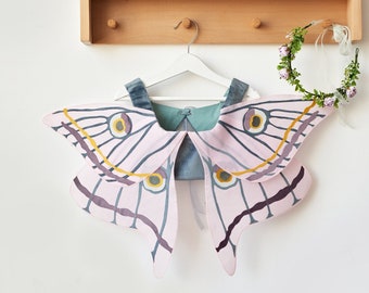 Pink Blue halloween fairy wings  Kids butterfly wings costume Fairytale costume for toddler Fairycore floral headpies Fairy gown for girls