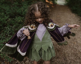 Halloween fairy cape costume Woodland fairy wings toddler girl Unique velvet fairytale costume Fairycore butterfly gown Kid fairy costume