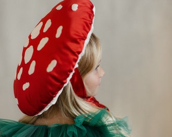 Cosplay mushroom adult kids hat for halloween Red satin mushroom hat Halloween costume accessories