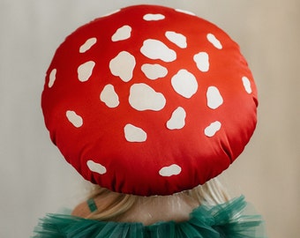 Mushroom hat cosplay Big red amanita mushroom hat Unique woman mushroom hat costume Red hat white dot Halloween cosplay accessories