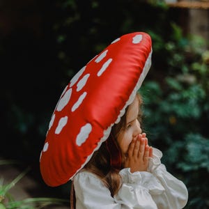 Adult mushroom hat for halloween Red mushroom hat costume with dot Halloween cosplay accessories