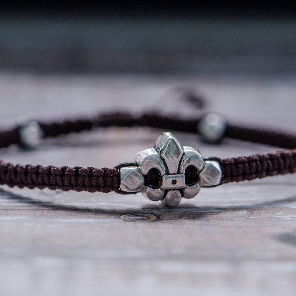 Silver Fleur de Lis Adjustable Bracelet