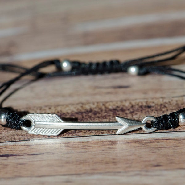 Silver Arrow Half Woven Custom Adjustable Bracelet