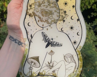 Golden Hour Fairy Resin Tray / Wall Hanging - Celestial Goddess